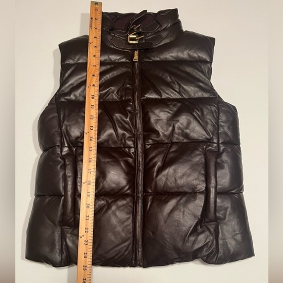 Polo Ralph Lauren Women's Quilted Leather Puffer Vest Brown Size 8 Retail $495 🔥 - Picture 1 of 6